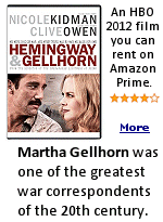 Martha Gellhorn reported on virtually every major world conflict that took place during her 60-year career. She was the third wife of American novelist Ernest Hemingway, the only one to ask him for a divorce.